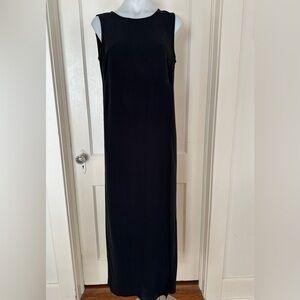 Eileen Fisher Black Silk Long Dress Size Small Minimalist Loose Elegant Fit